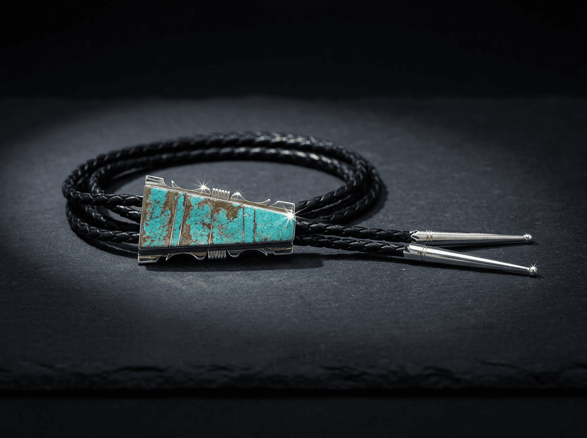 Sterling Silver Kingman Turquoise Bolo Tie - Adjustable #009 - image 1 of 1