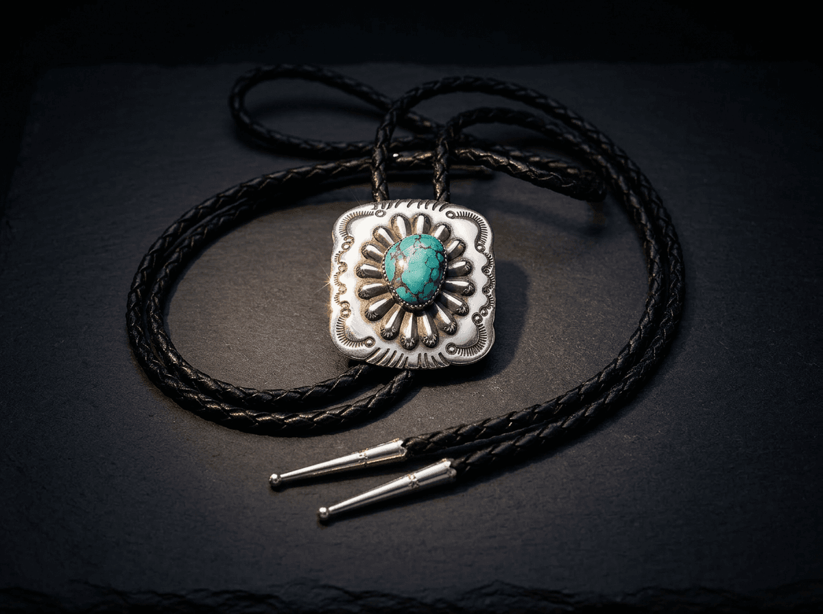 Sterling Silver Kingman Turquoise Bolo Tie - Adjustable #008 - image 1 of 1