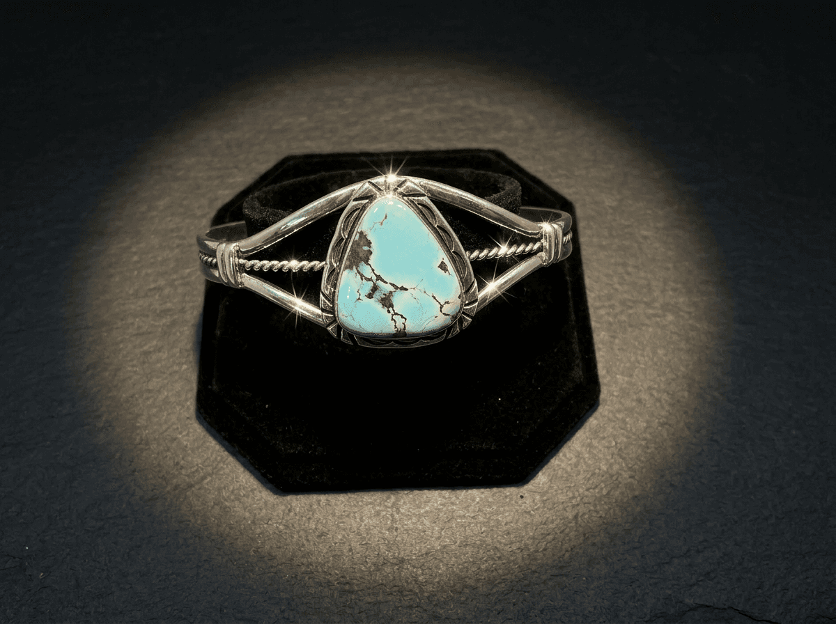 Sterling Silver Golden Hills Turquoise Bracelet - Size 7 #011 - image 1 of 1