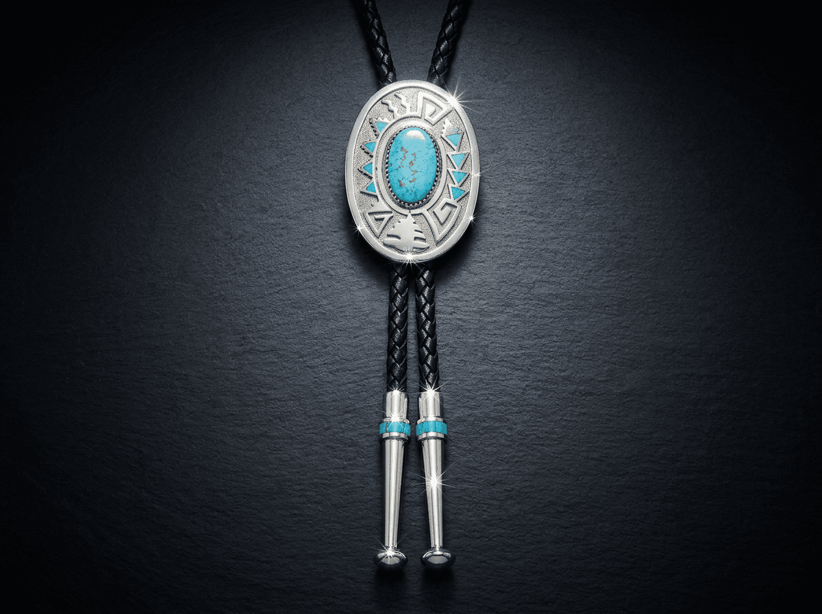 Sterling Silver Kingman Turquoise Bolo Tie - Adjustable #020 - image 1 of 3