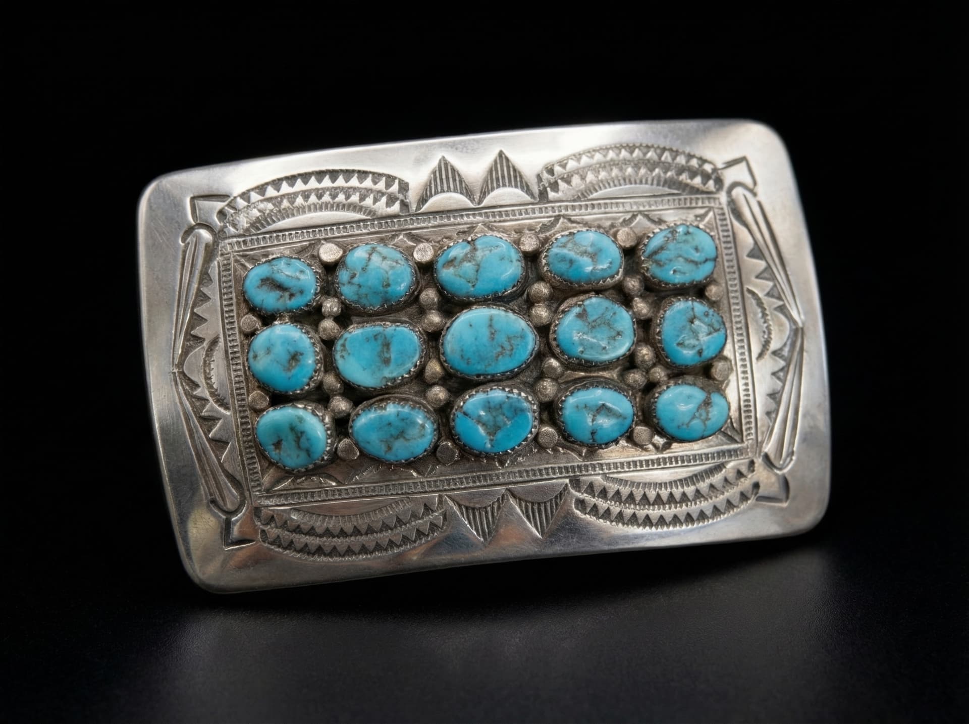 Sterling Silver Kingman Turquoise Belt Buckle - Medium #003 - image 1 of 1