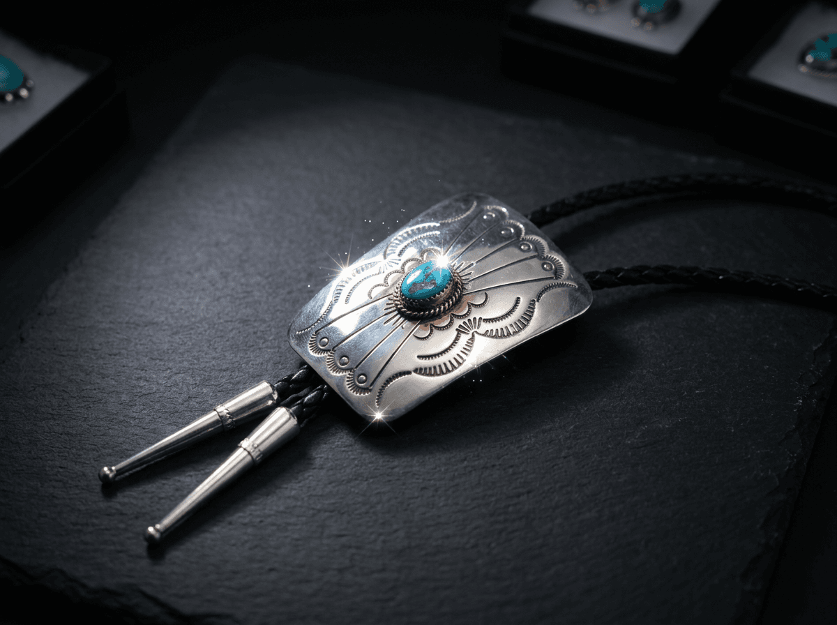 Sterling Silver Kingman Turquoise Bolo Tie - Adjustable #012 - image 1 of 1