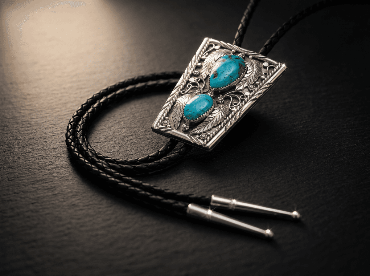 Sterling Silver Kingman Turquoise Bolo Tie - Adjustable #005 - image 1 of 1