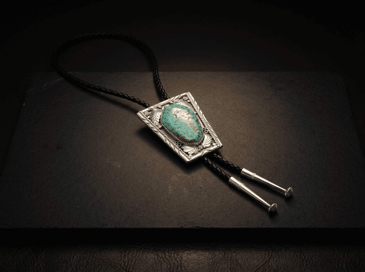Sterling Silver Kingman Turquoise Bolo Tie - Adjustable #011 - image 1 of 1