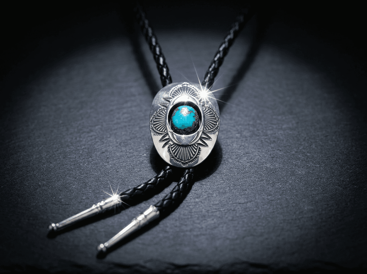 Sterling Silver Kingman Turquoise Bolo Tie - Adjustable #010 - image 1 of 1