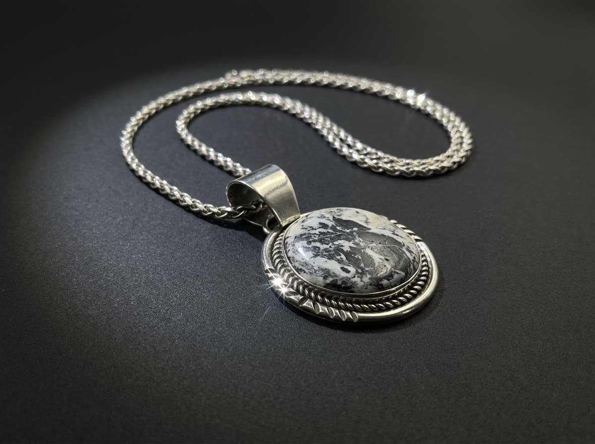 Sterling Silver White Buffalo Pendant - 1.25x1.75 in. #240
