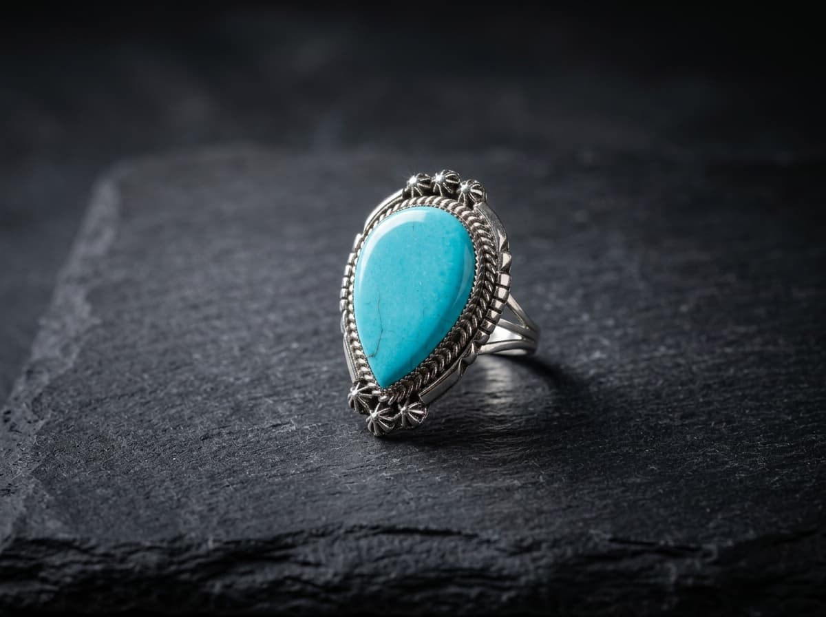 Sterling Silver Kingman Turquoise Ring - Size 5.75 #610