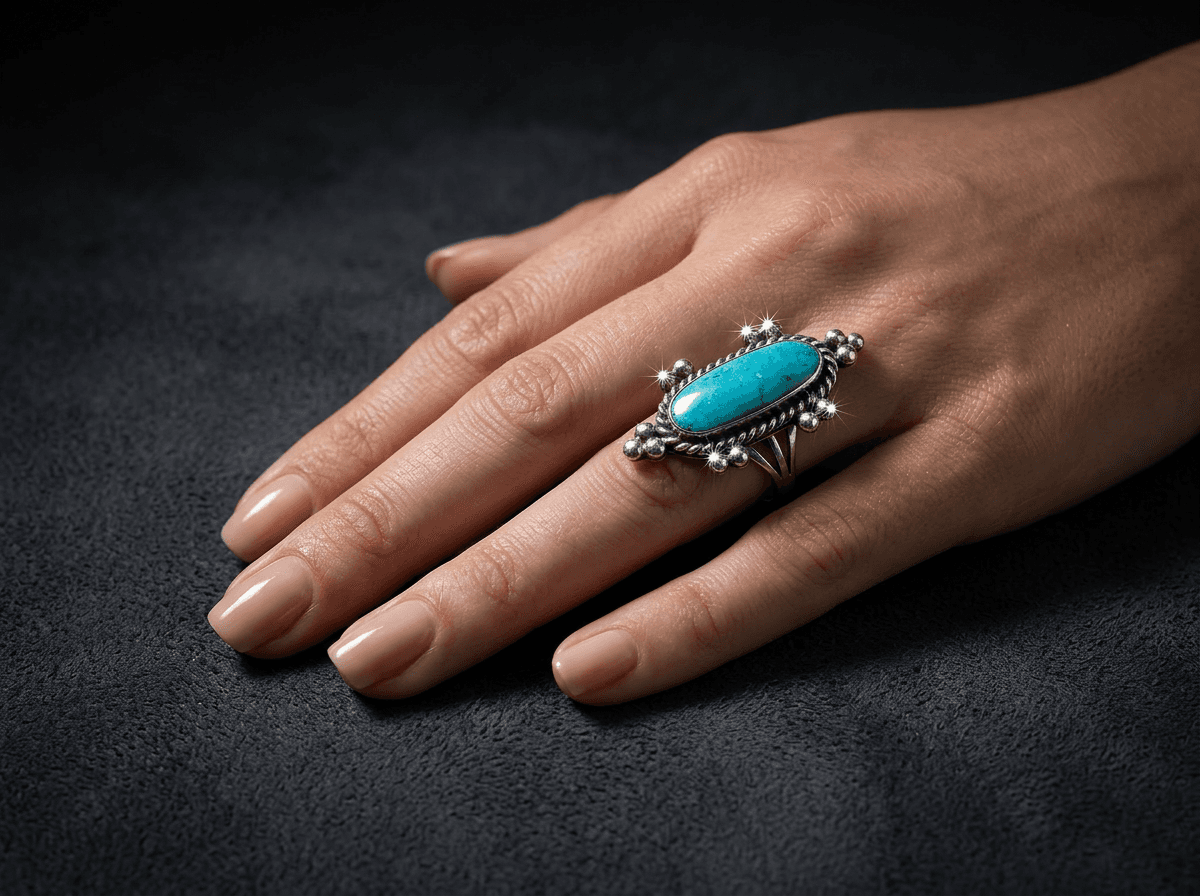 Sterling Silver Kingman Turquoise Ring - Size 10.5 #042 - image 1 of 1