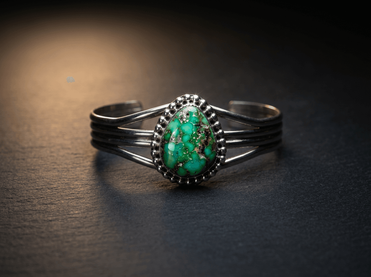 Sterling Silver Sonora Gold Turquoise Bracelet - Size 7 #019 - image 1 of 1