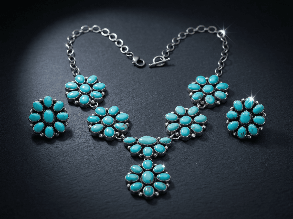 Sterling Silver Kingman Turquoise Jewelry Set #023 - image 1 of 1