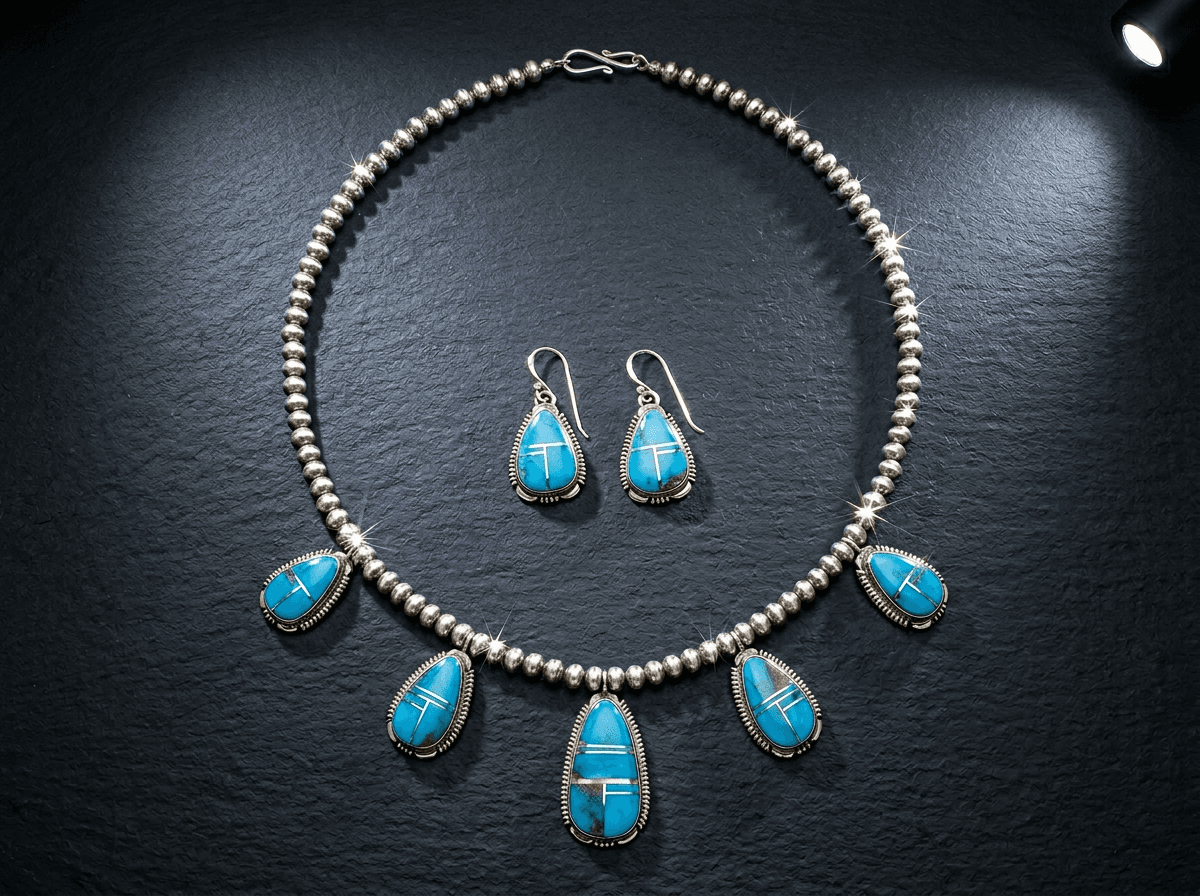 Sterling Silver Kingman Turquoise Jewelry Set #030 - image 1 of 1