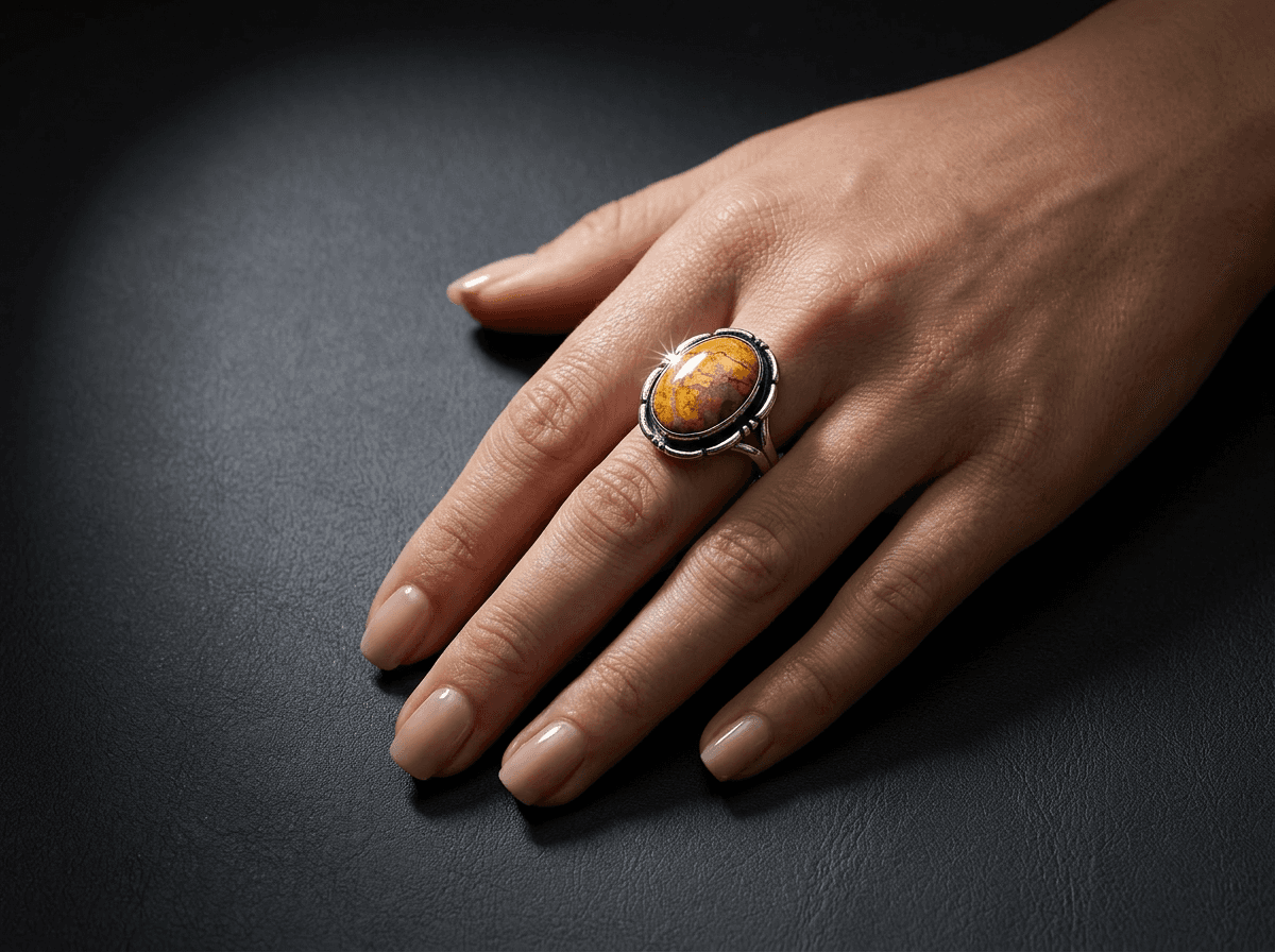 Sterling Silver Bumblebee Jasper Ring - Size 5.75 #033 - image 1 of 1