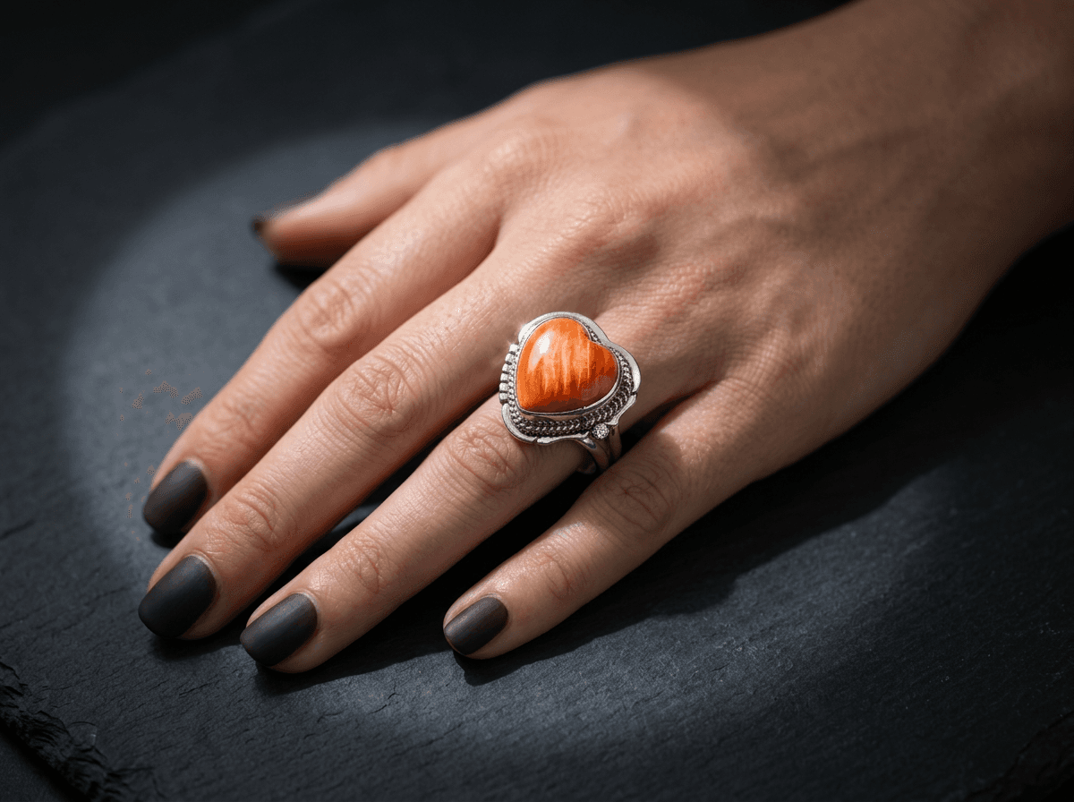 Sterling Silver Spiny Oyster Ring - Size 8.25 #019 - image 1 of 1