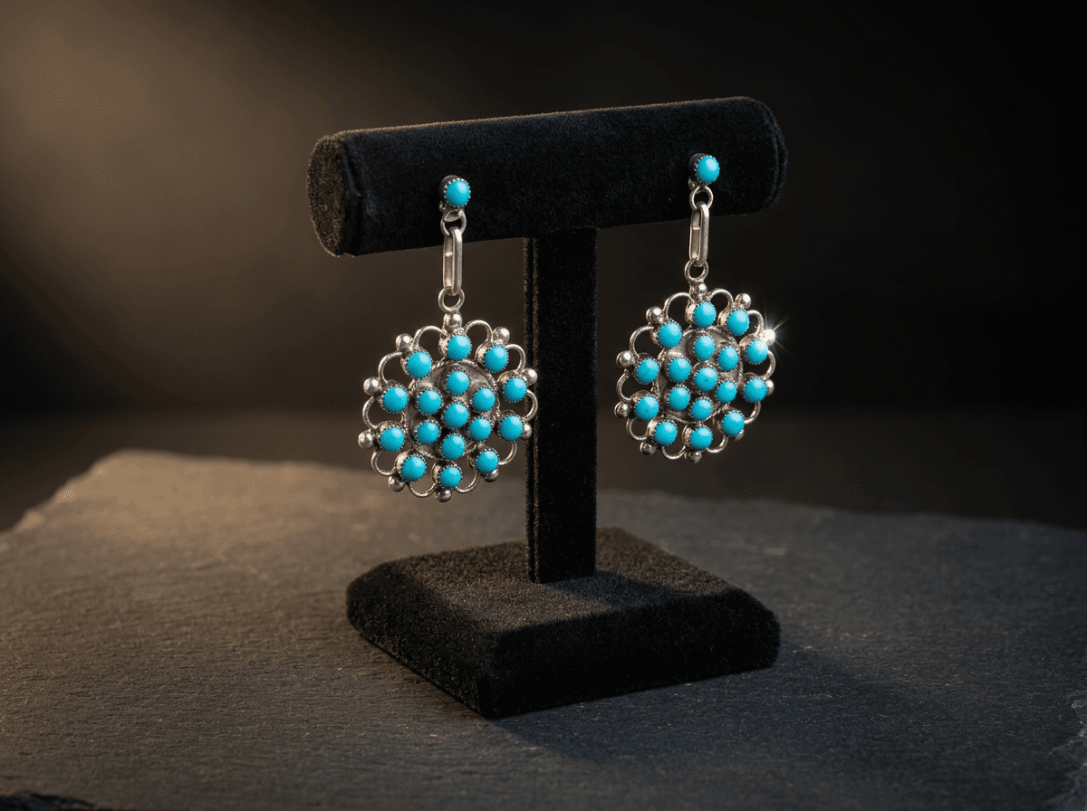 Sterling Silver Kingman Turquoise Earrings - Post #022 - image 1 of 1