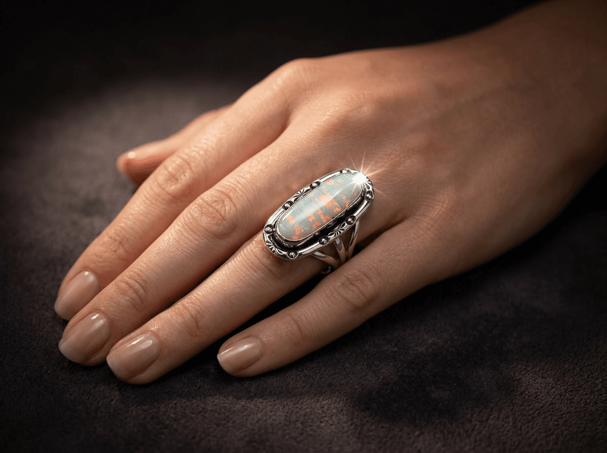 Sterling Silver Opal Ring - Size 8.5 #031 - image 1 of 1