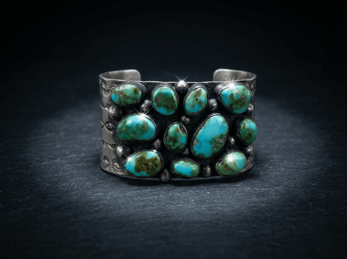Sterling Silver Sonora Gold Turquoise Bracelet - Size 7.5 #013 - image 1 of 1