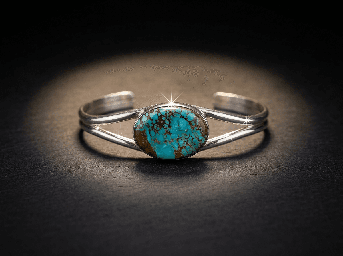 Sterling Silver Number 8 Turquoise Bracelet - Size 7 #004 - image 1 of 1