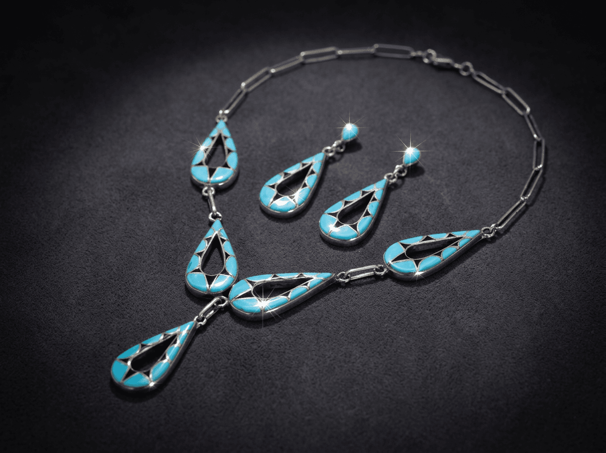 Sterling Silver Kingman Turquoise Jewelry Set #034 - image 1 of 1