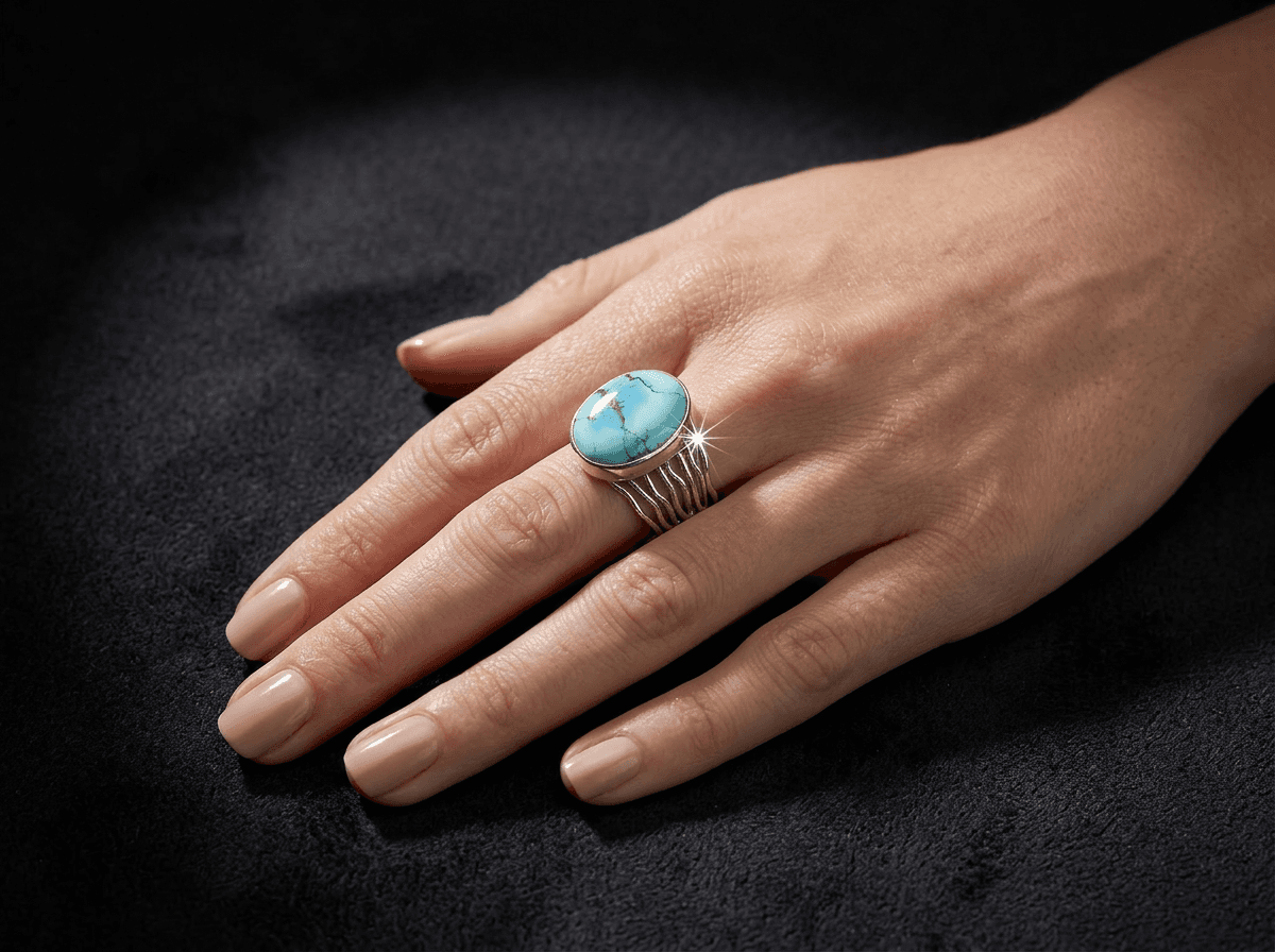 Sterling Silver Golden Hills Turquoise Ring - Size 9 #001 - image 1 of 2