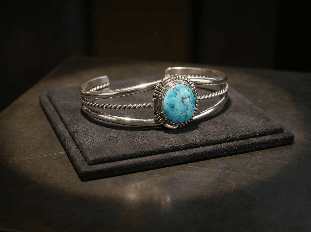 Sterling Silver Golden Hills Turquoise Bracelet - Size 7.5 #009 - image 1 of 1