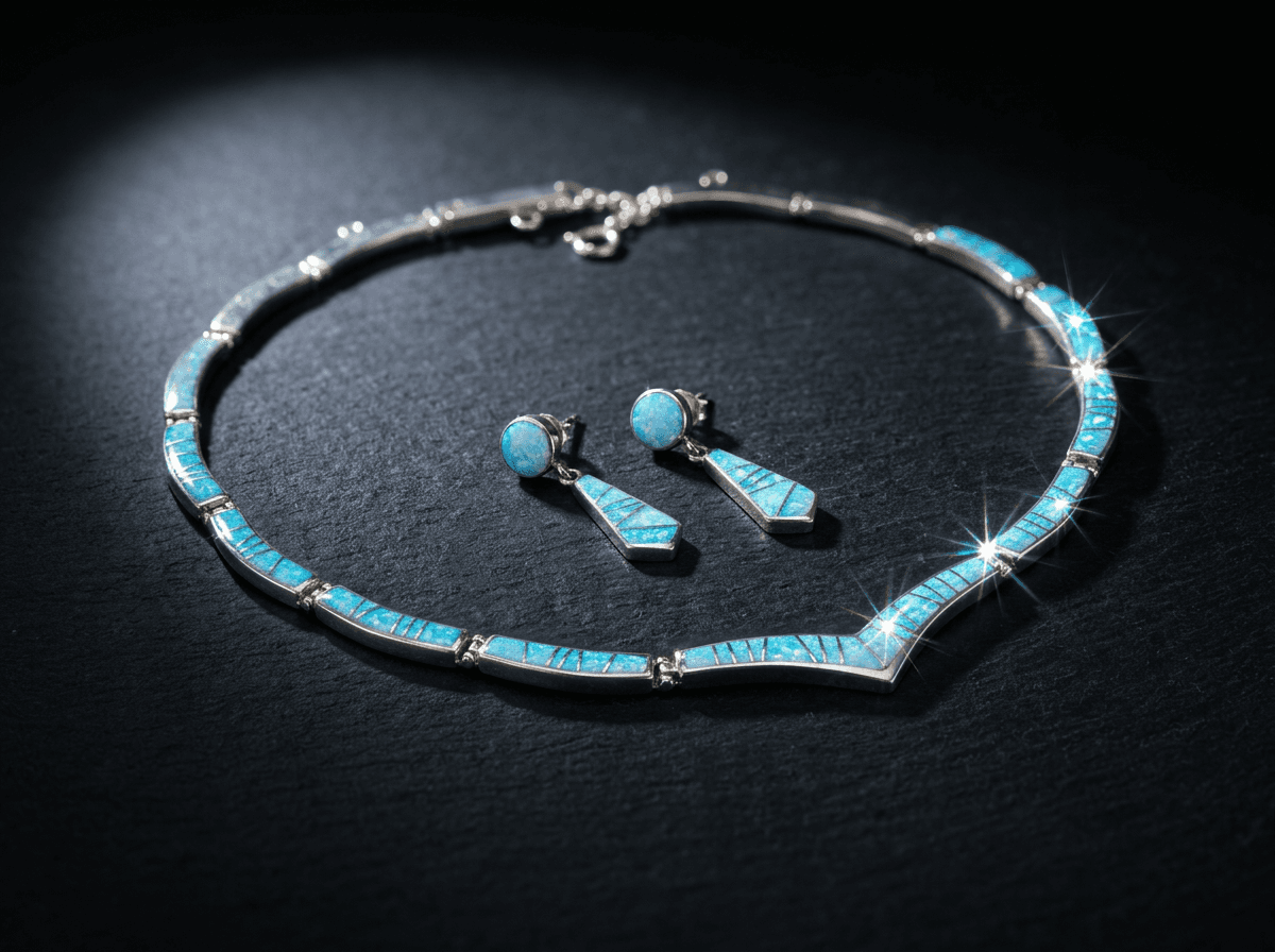 Inlay - Sterling Silver Opal Jewelry Set #019 - image 1 of 1