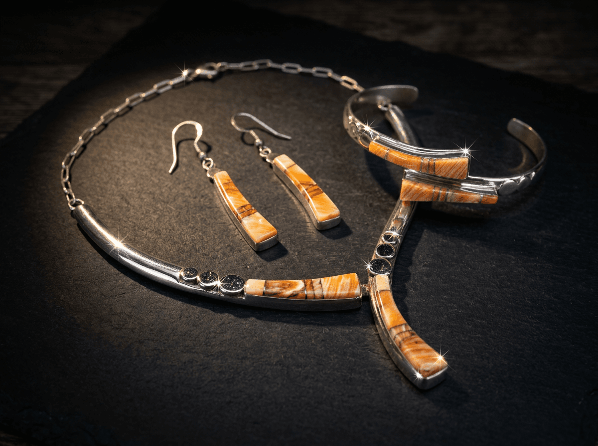 Sterling Silver Spiny Oyster Jewelry Set #026 - image 1 of 1