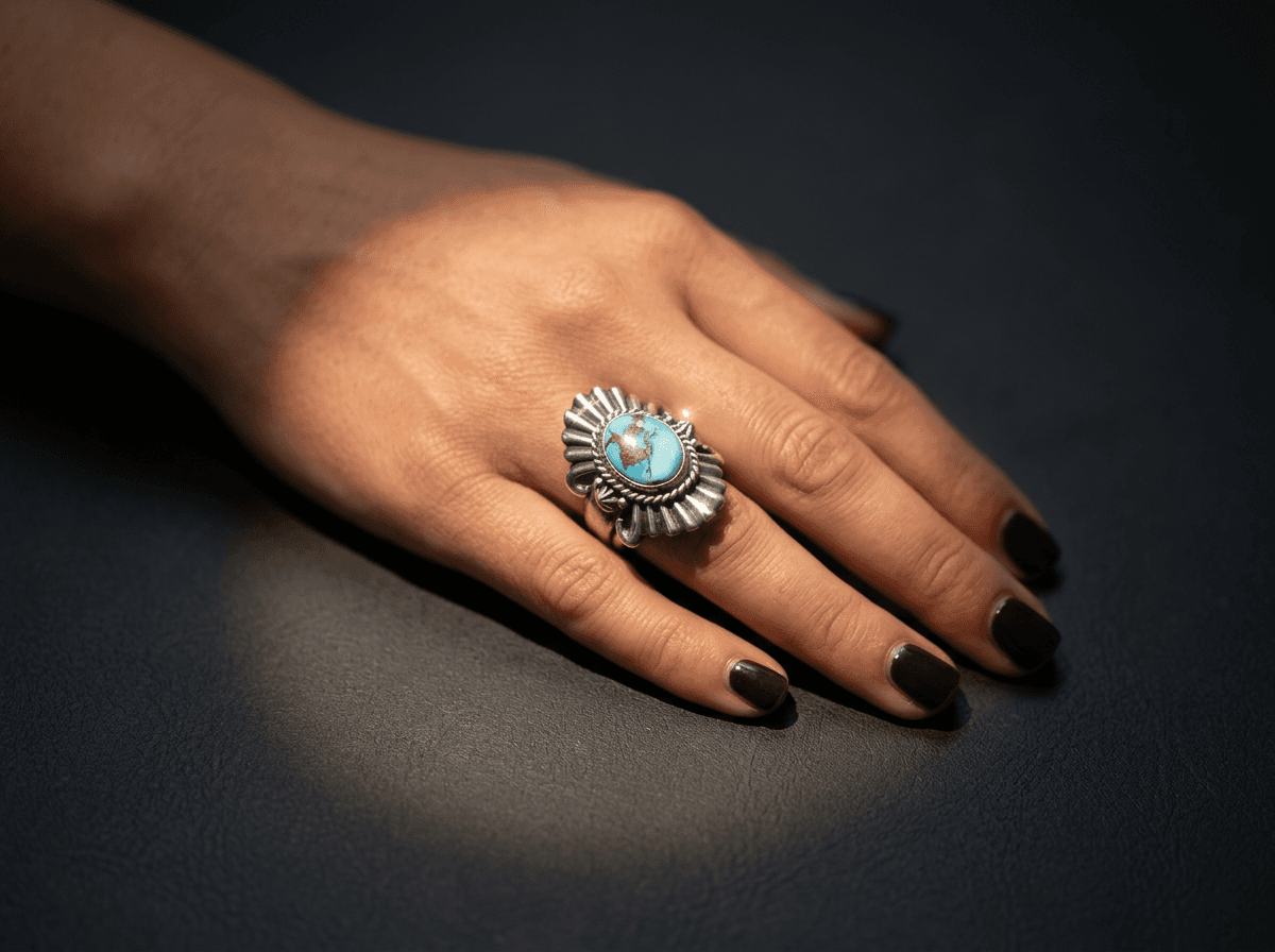 Sterling Silver Golden Hills Turquoise Ring - Size 10 #026 - image 1 of 1