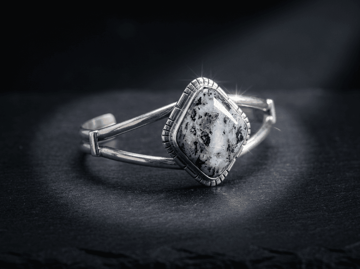 Sterling Silver White Buffalo Bracelet - Size 7 #031 - image 1 of 1