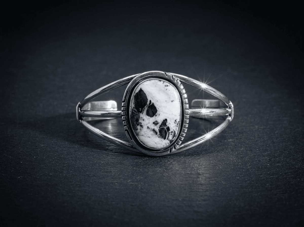 Sterling Silver White Buffalo Bracelet - Size 7 #028 - image 1 of 1