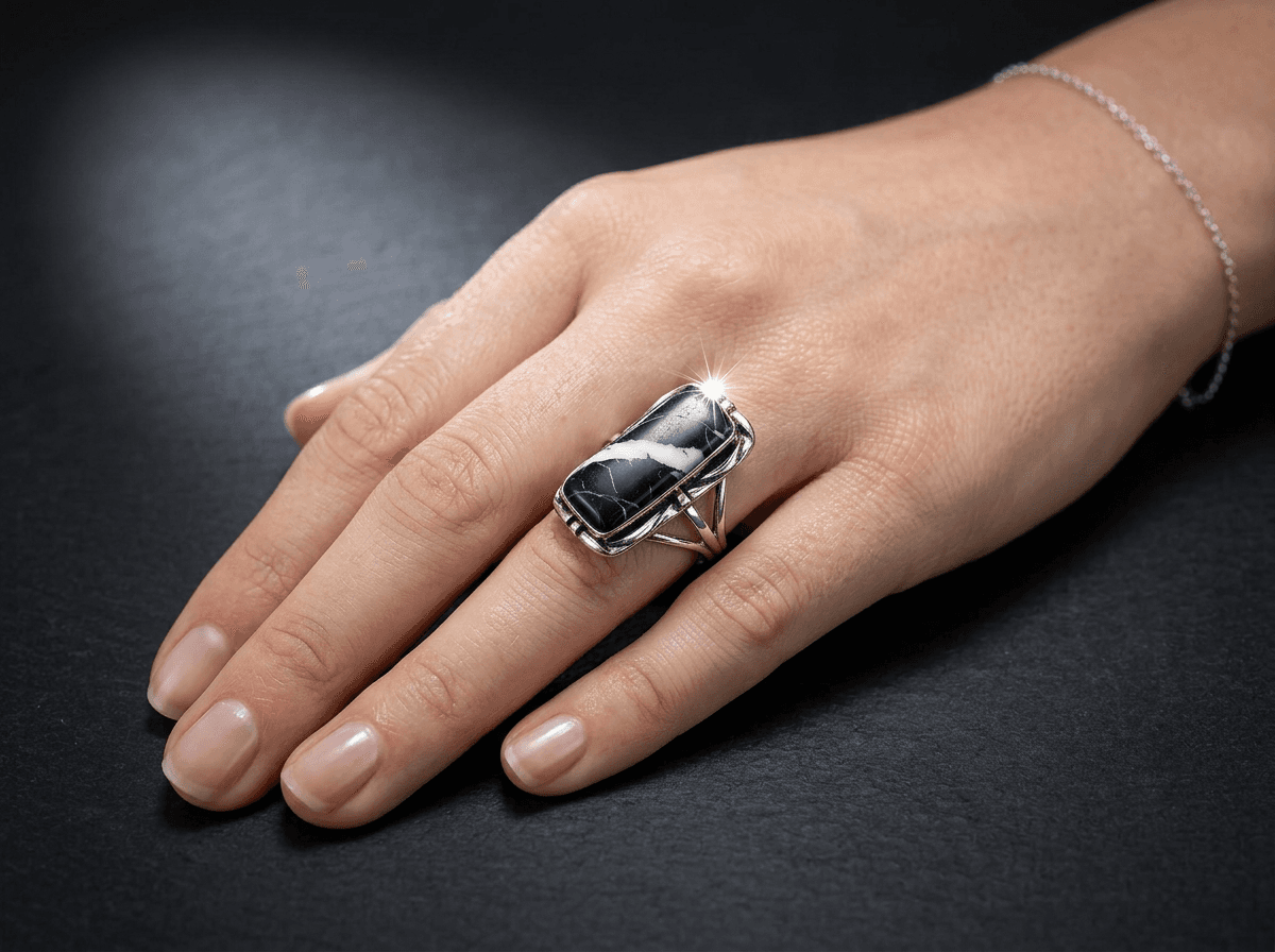 Sterling Silver White Buffalo Ring - Size 7.5 #006 - image 1 of 1