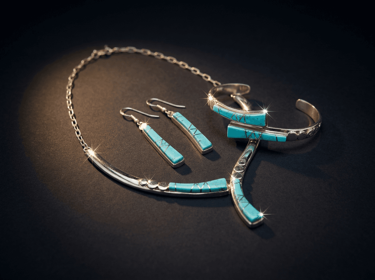 Sterling Silver Kingman Turquoise Jewelry Set #006 - image 1 of 1