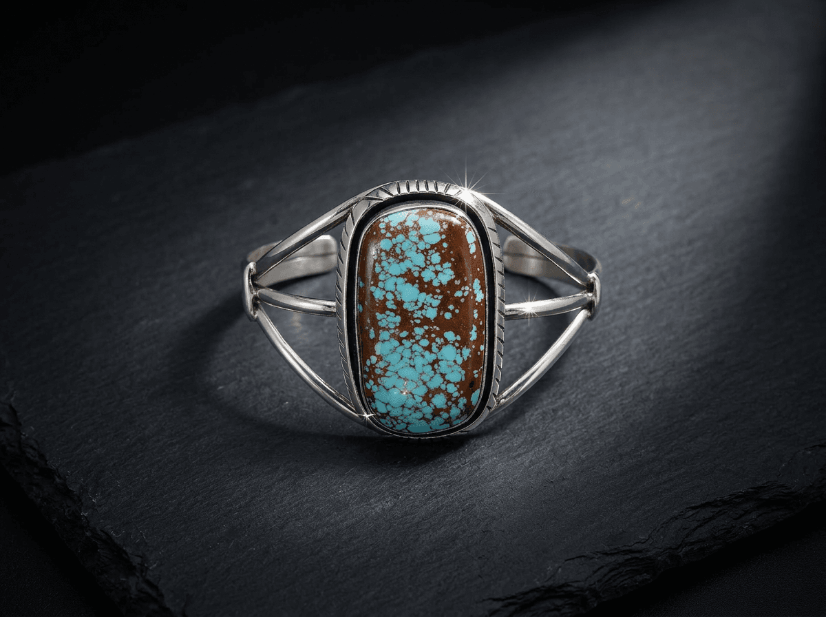 Sterling Silver Number 8 Turquoise Bracelet - Size 7 #001 - image 1 of 1