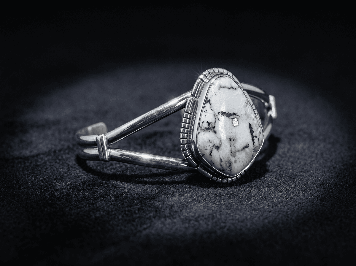 Sterling Silver White Buffalo Bracelet - Size 7 #029 - image 1 of 1