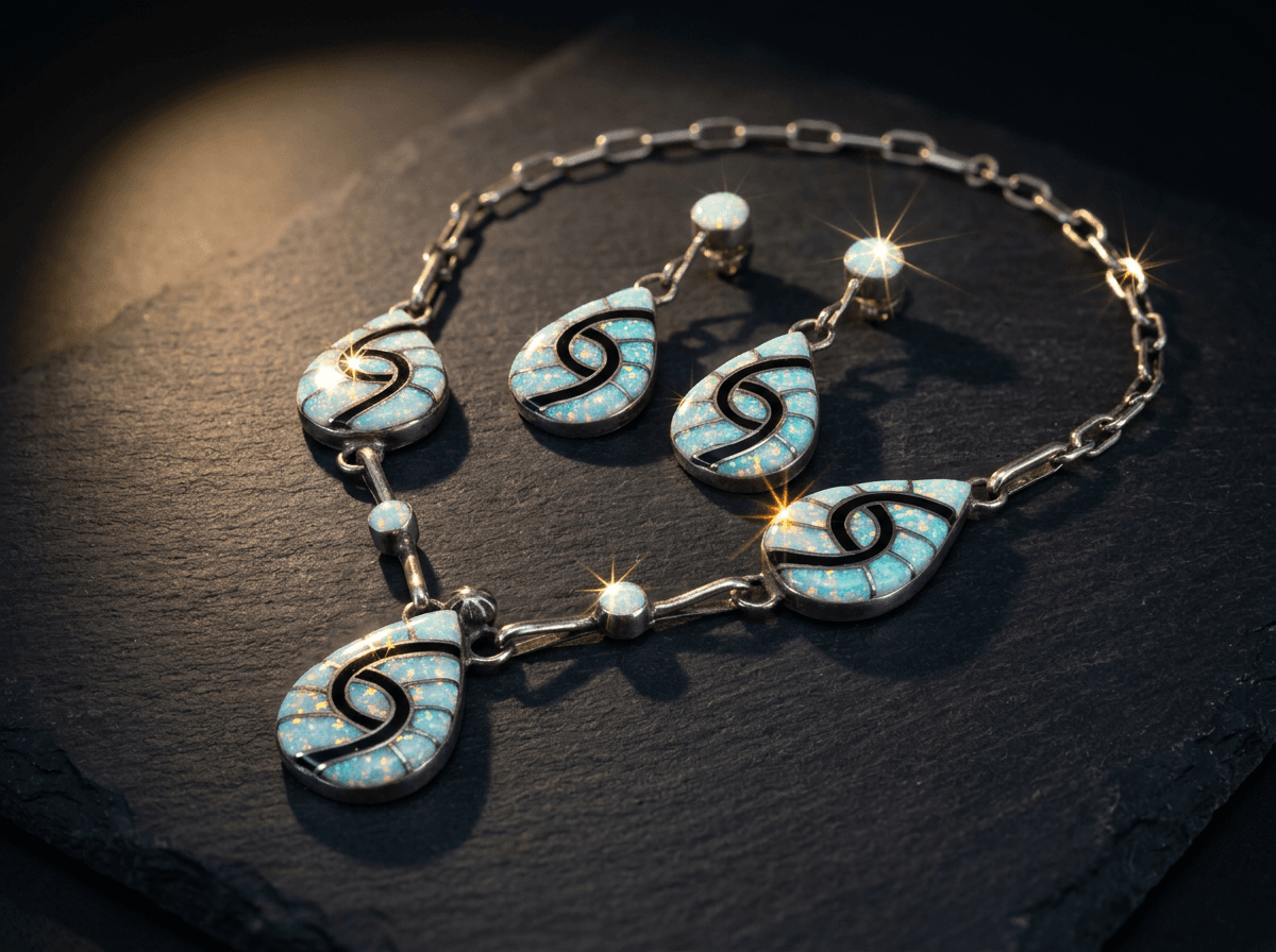 Sterling Silver Opal Jewelry Set #038 - image 1 of 1