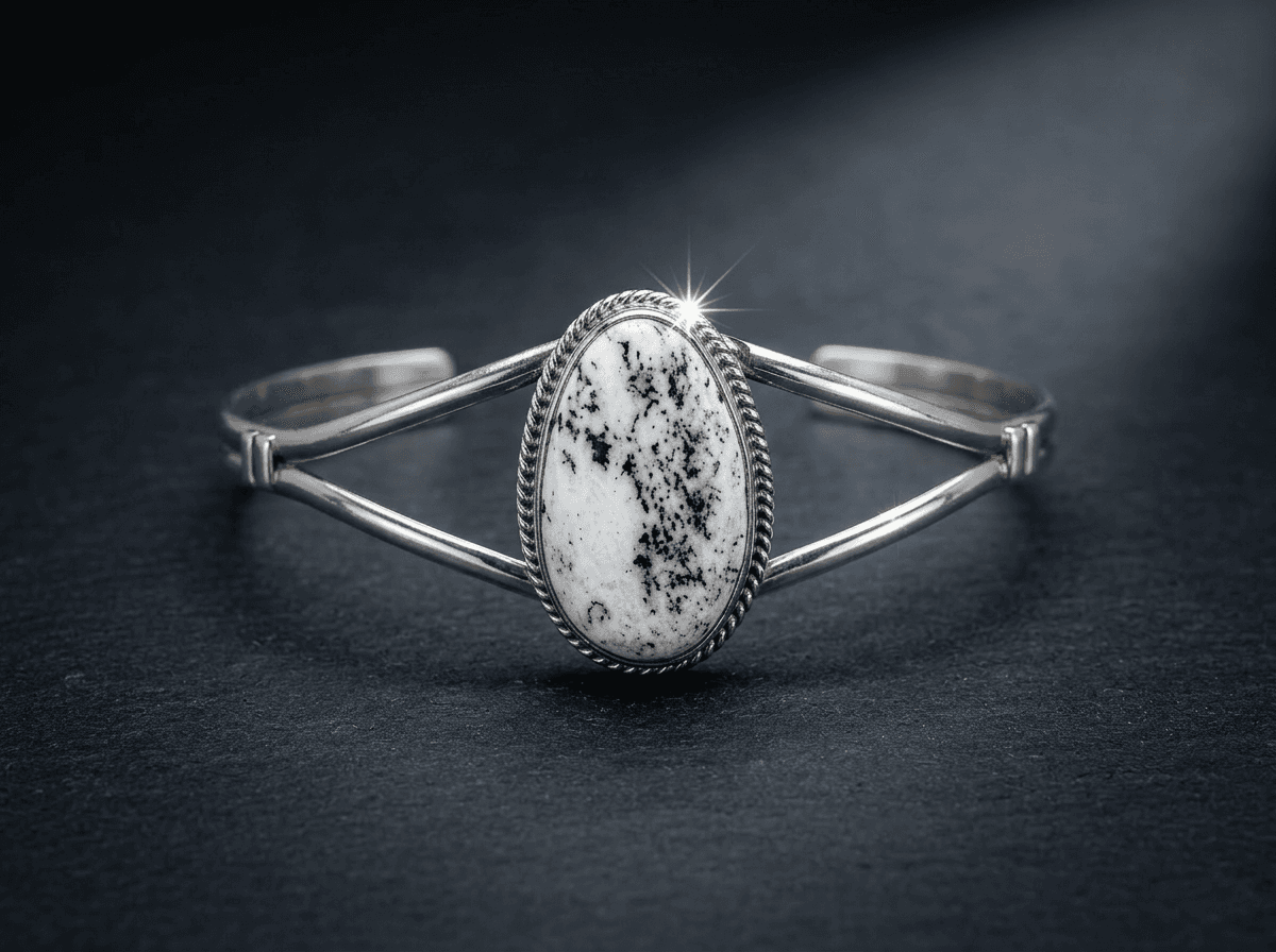 Sterling Silver White Buffalo Bracelet - Size 7.5 #023 - image 1 of 1