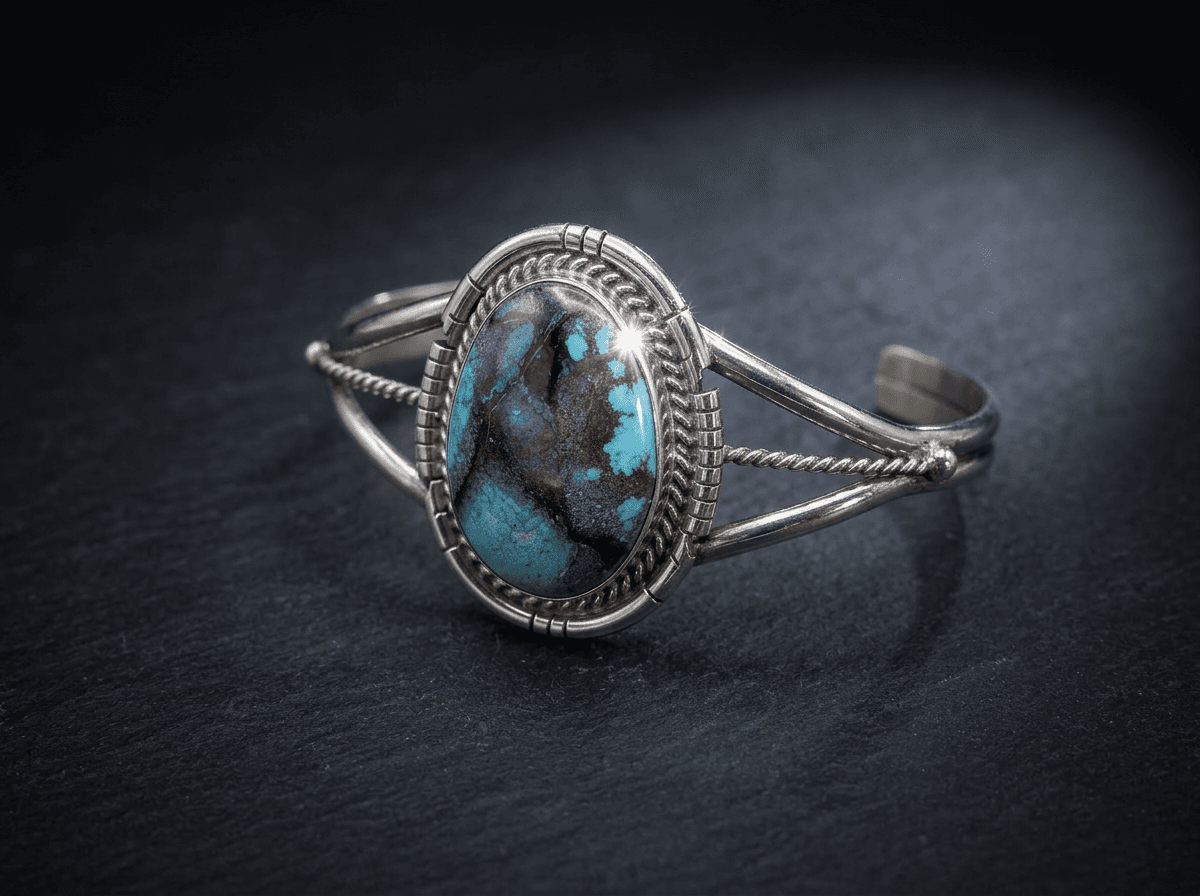 Sterling Silver Golden Hills Turquoise Bracelet - Size 7 #007 - image 1 of 1