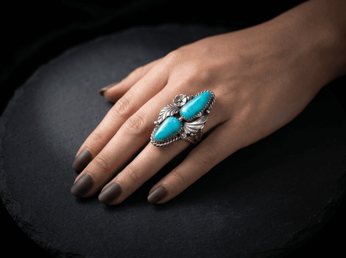 Sterling Silver Kingman Turquoise Ring - Size 9.5 #024 - image 1 of 1