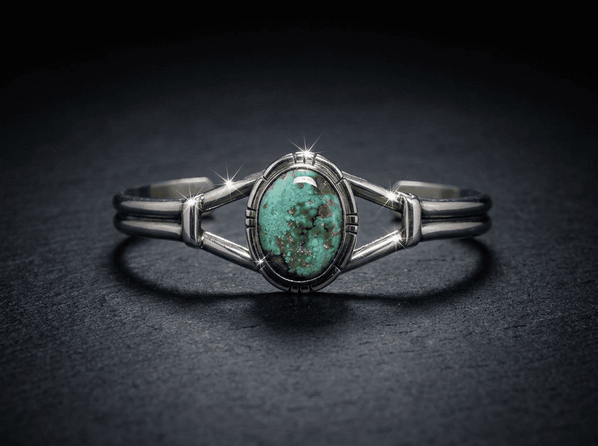 Sterling Silver Sonora Gold Turquoise Bracelet - Size 7 #021 - image 1 of 1